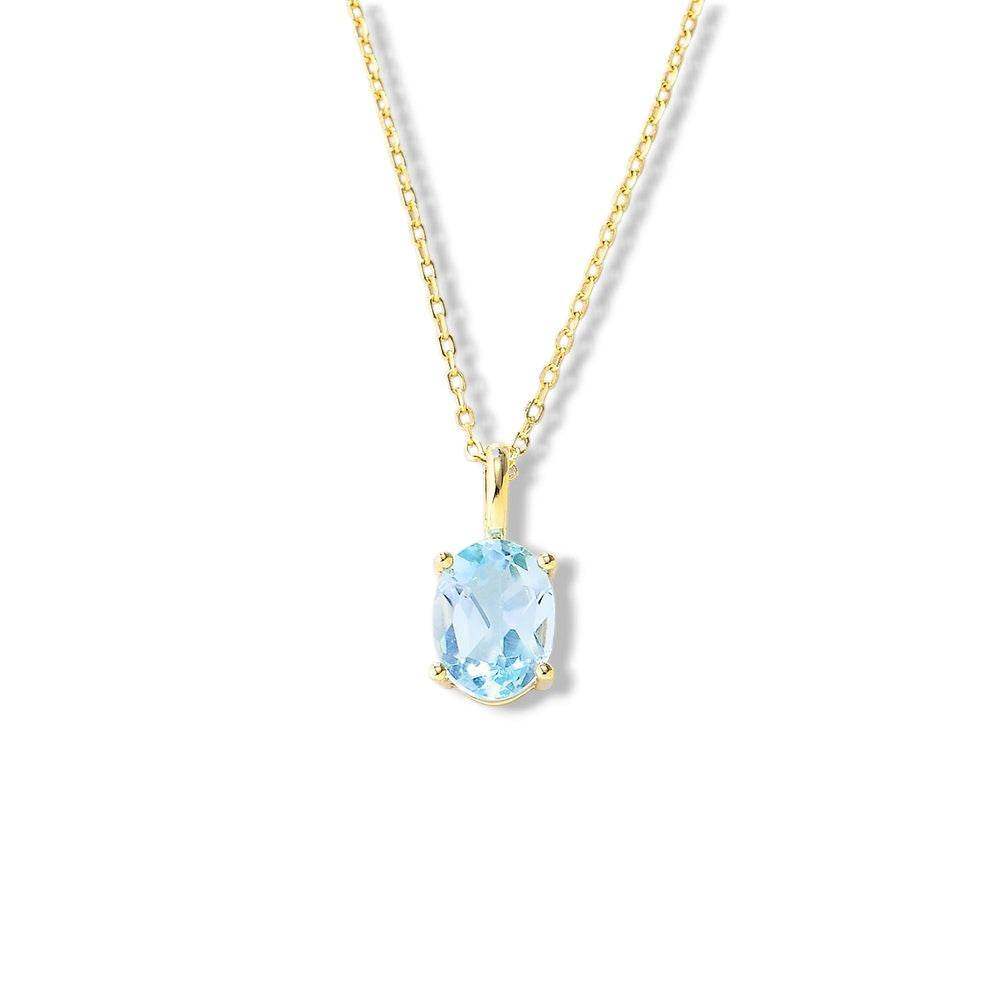 Natural Blue Topaz Pendant Necklace - Aventus
