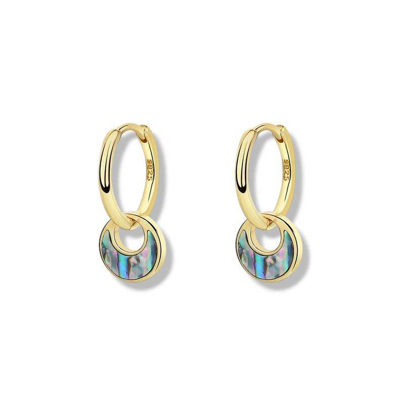 Abalone Shell Crescent Moon Earrings - Aventus