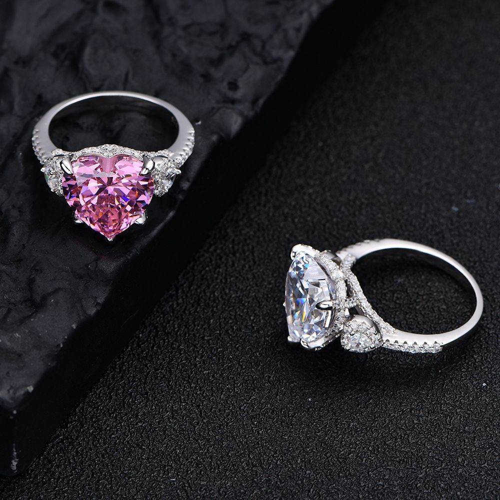 Pink and White Diamond Heart Ring - Aventus
