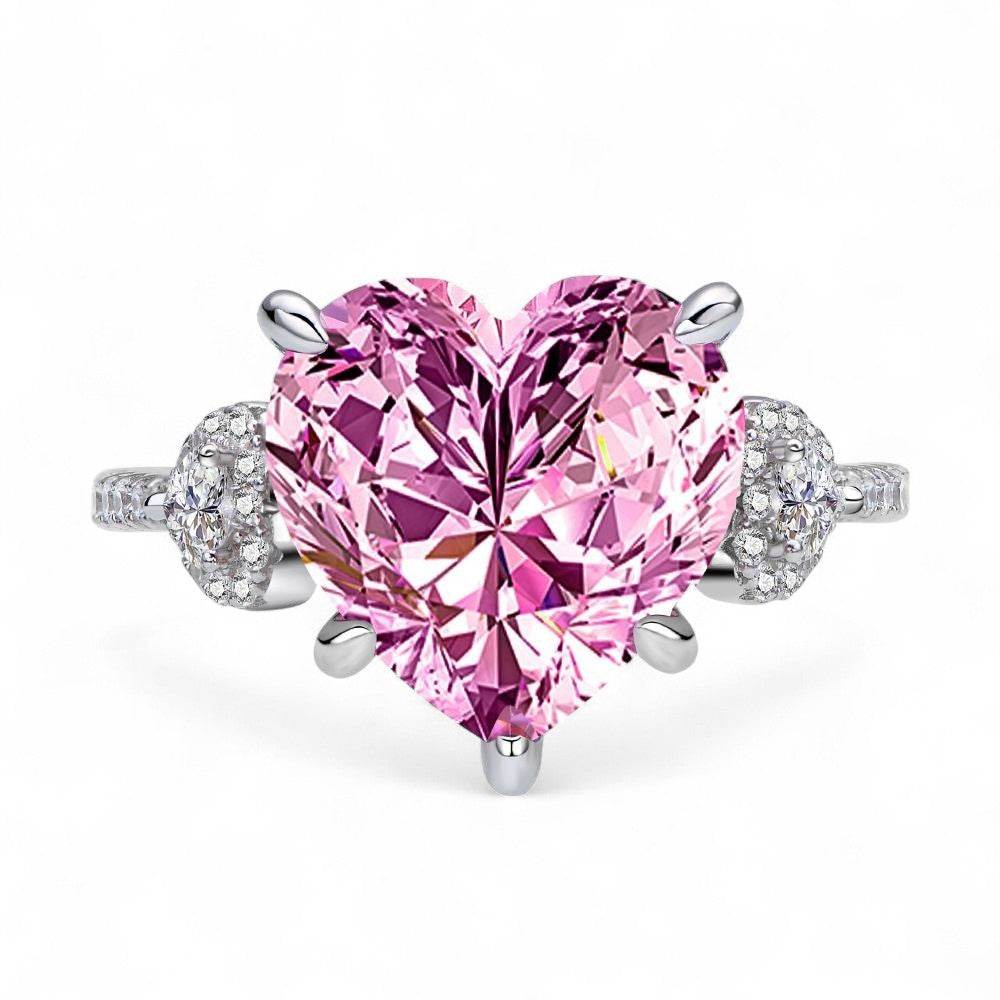 Pink and White Diamond Heart Ring - Aventus