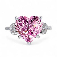Pink and White Diamond Heart Ring - Aventus