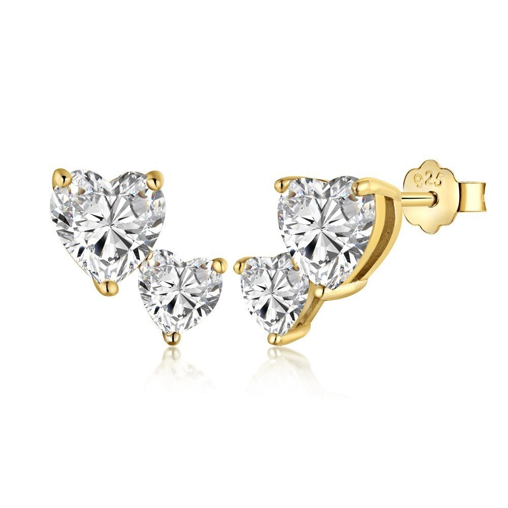 Graduated Heart Gold Studs