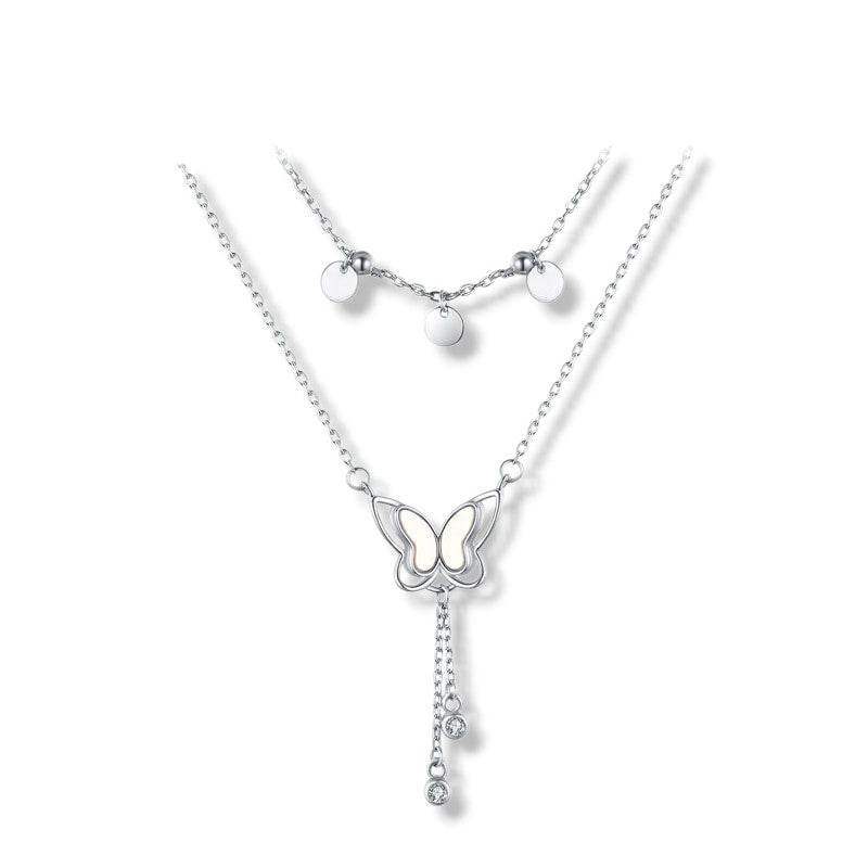 Multi Strand Sequin Butterfly Necklace - Aventus