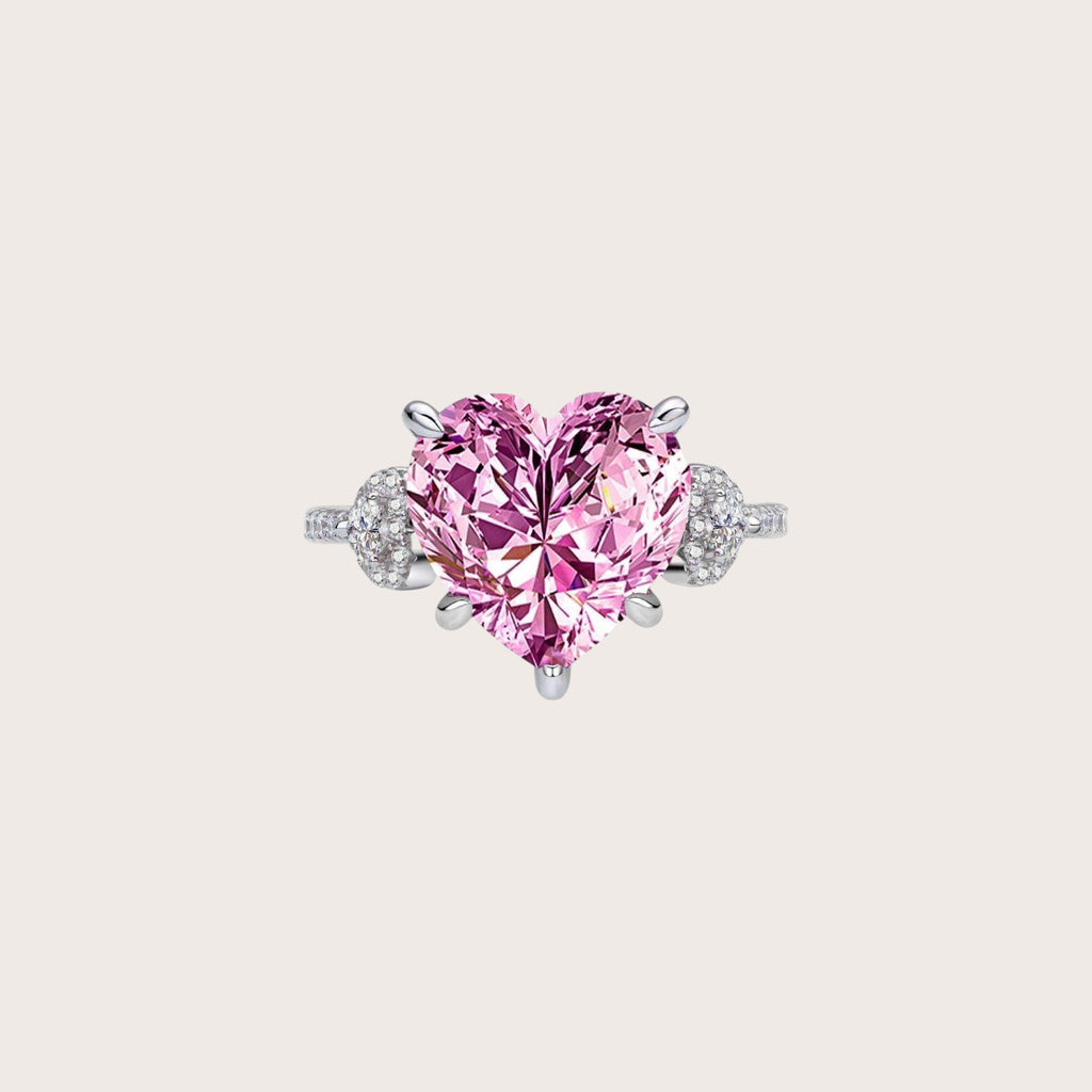 Pink and White Diamond Heart Ring