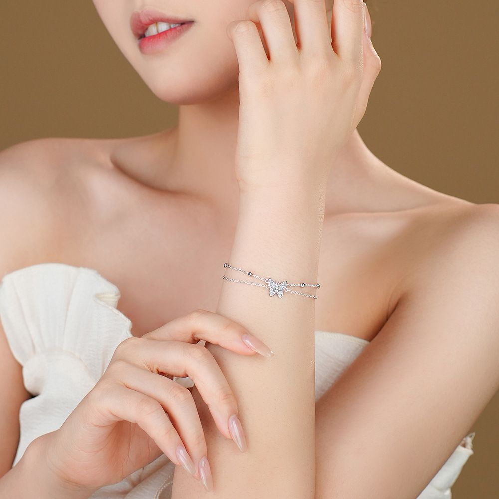 Butterfly Sparkle Layered Bracelet