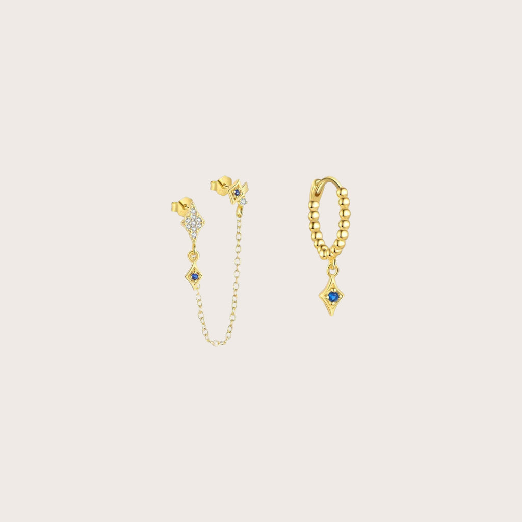 Dangling Double Layered Star Stud Earrings