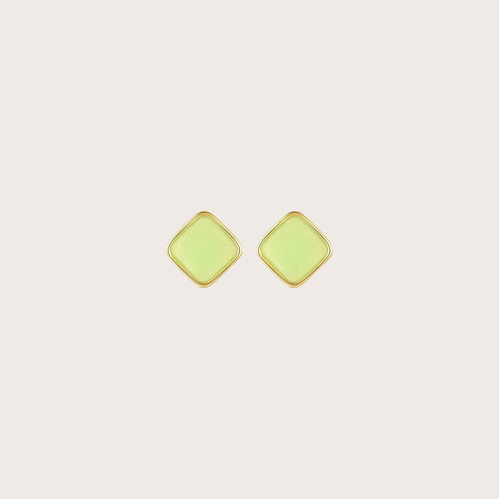 Green Orange Square Stud Earrings