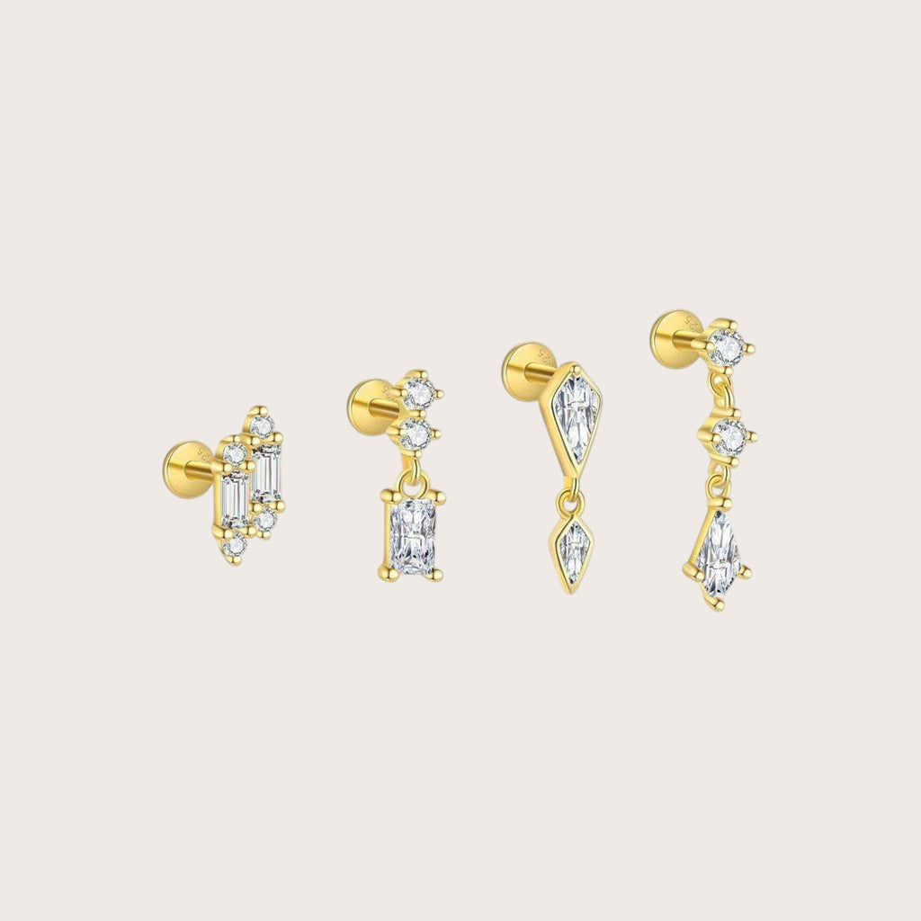 Dangling Rhombus Diamond Earring Set