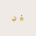 Star Crescent Moon Stud Earrings