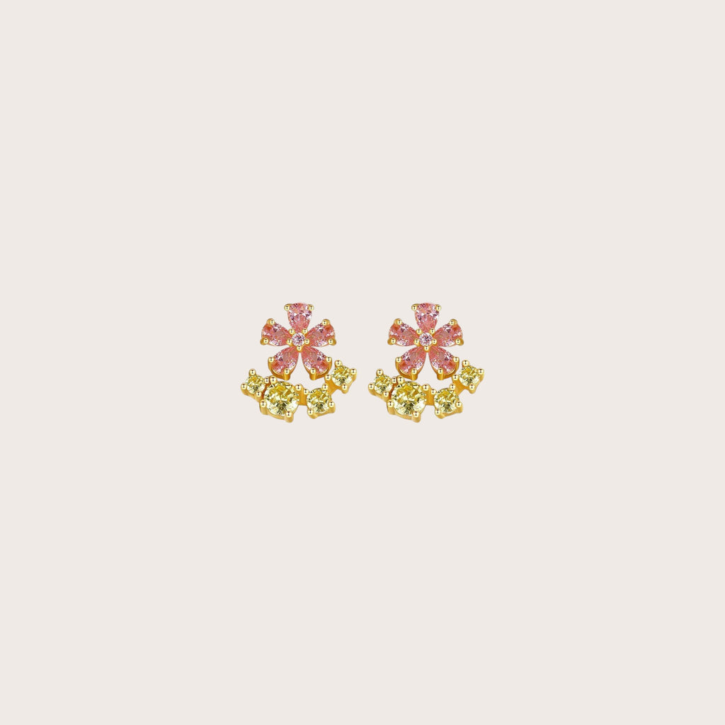 Pink Flower Stud Earrings