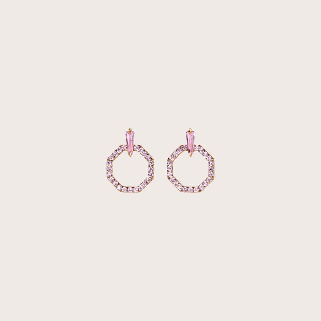Pave Hexagon Stud Earrings