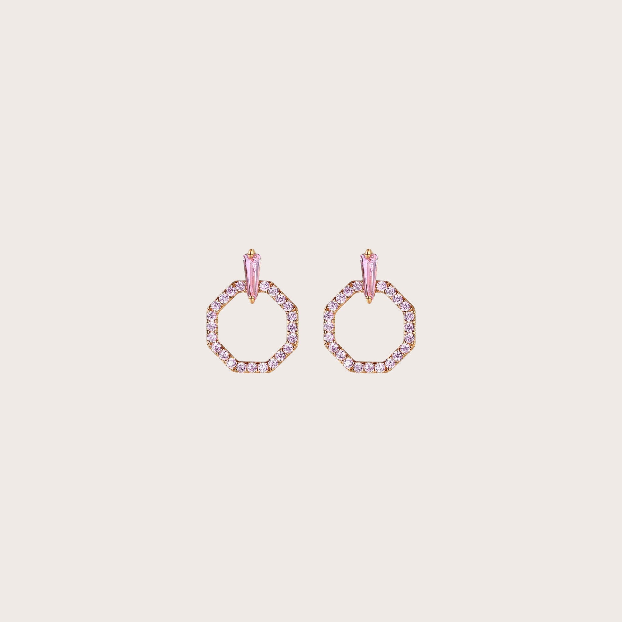 Pave Hexagon Stud Earrings