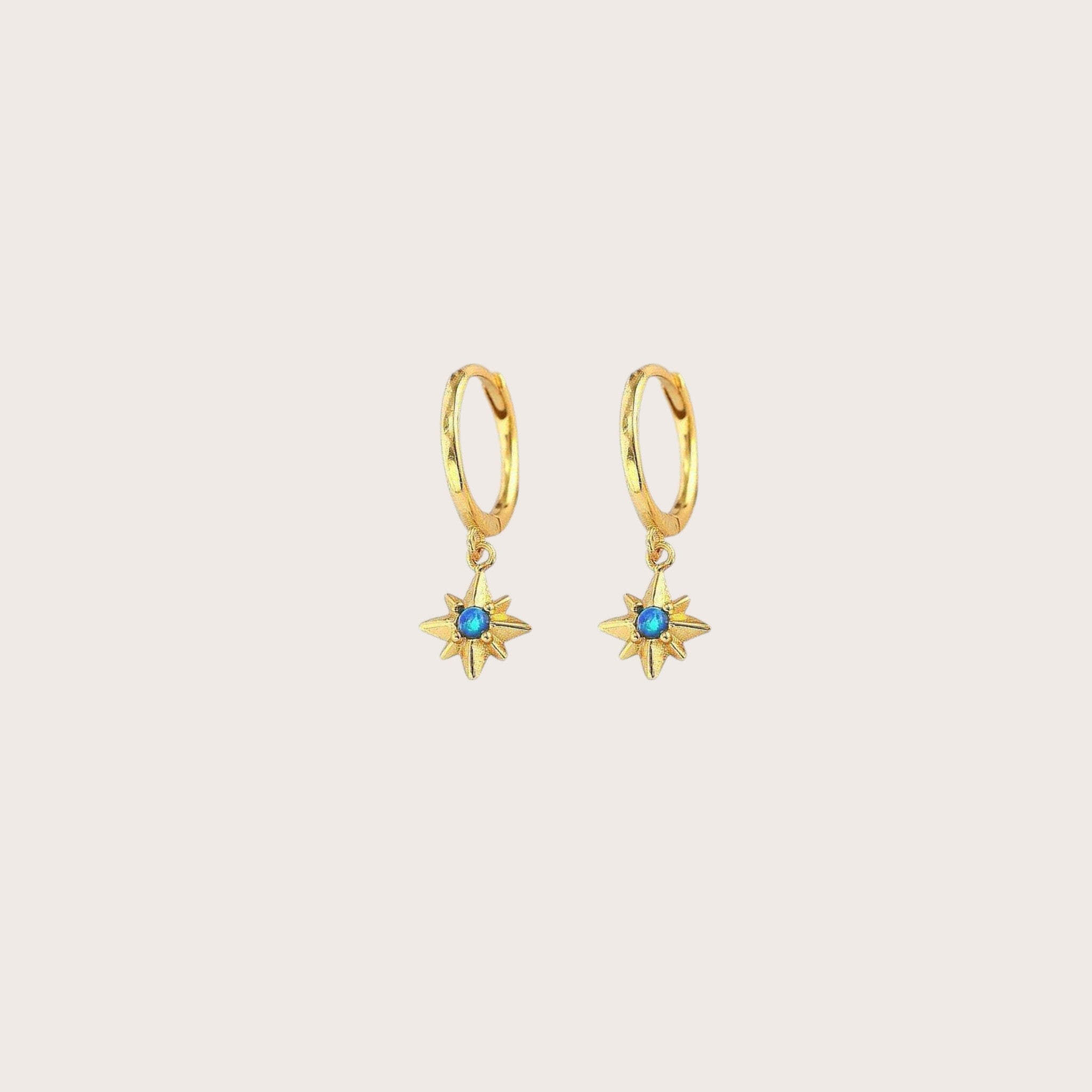 Dangling Star Opal Hoop Earrings