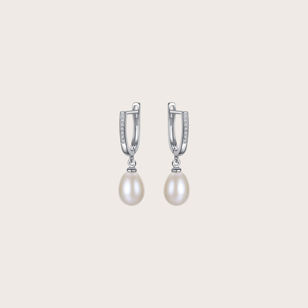 Half Round Natural Peal Dangling Earrings