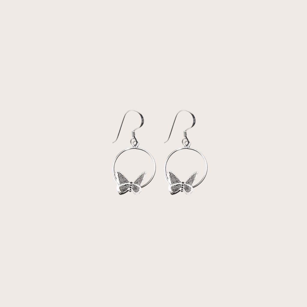 Dangling Butterfly Hoop Earrings