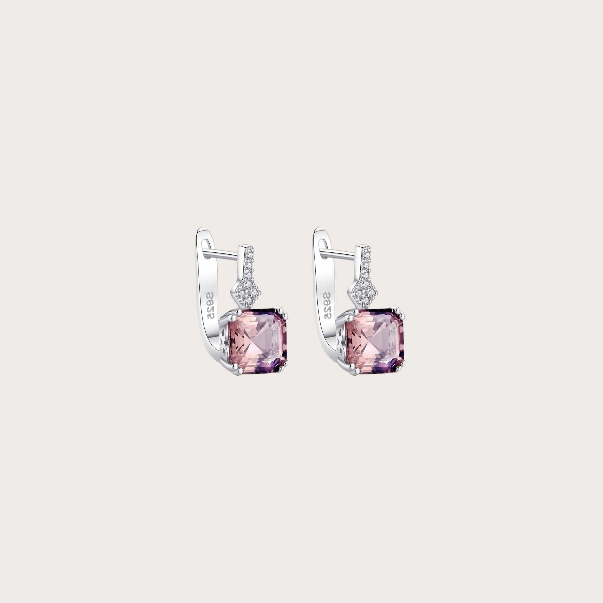 Morganite Squared Hoop Earrings