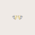 Studded Heart Drop Earrings in 18K gold plated sterling silver with cubic zirconia - Aventus