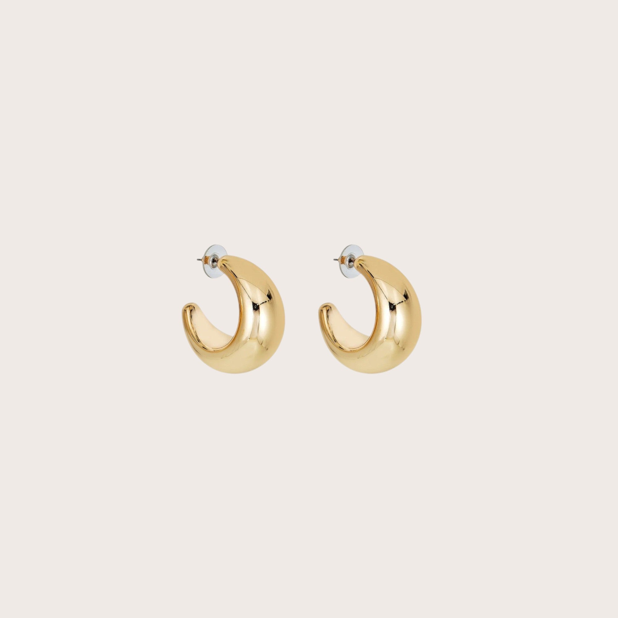 Round Gold Half Hoops Earrings
