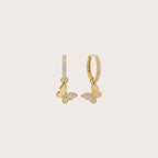 Pave Butterfly Hoop Earrings