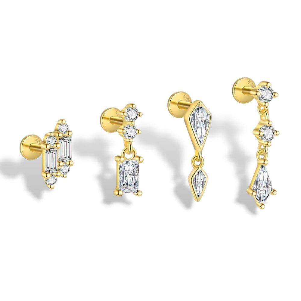 Dangling Rhombus Diamond Earring Set - Aventus