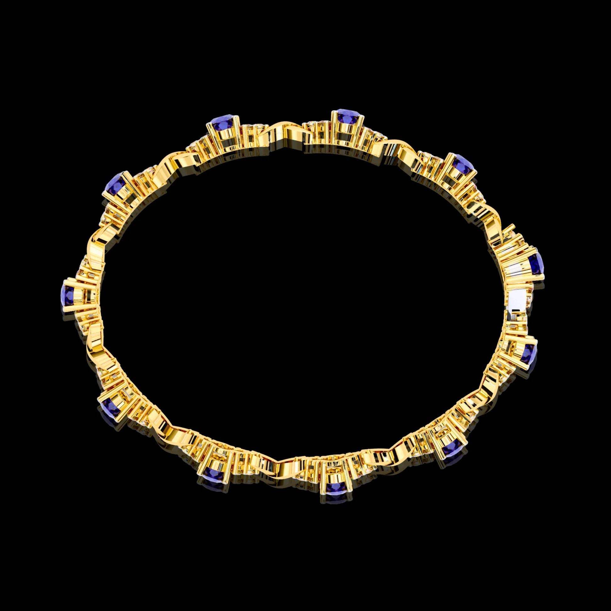 Luxury Yellow Gold Moissanite Diamond Bracelet – Handmade & Exclusive Aventus Design - Aventus