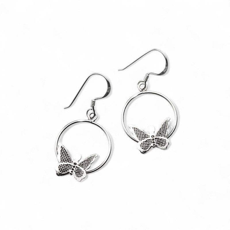 Dangling Butterfly Hoop Earrings - Aventus