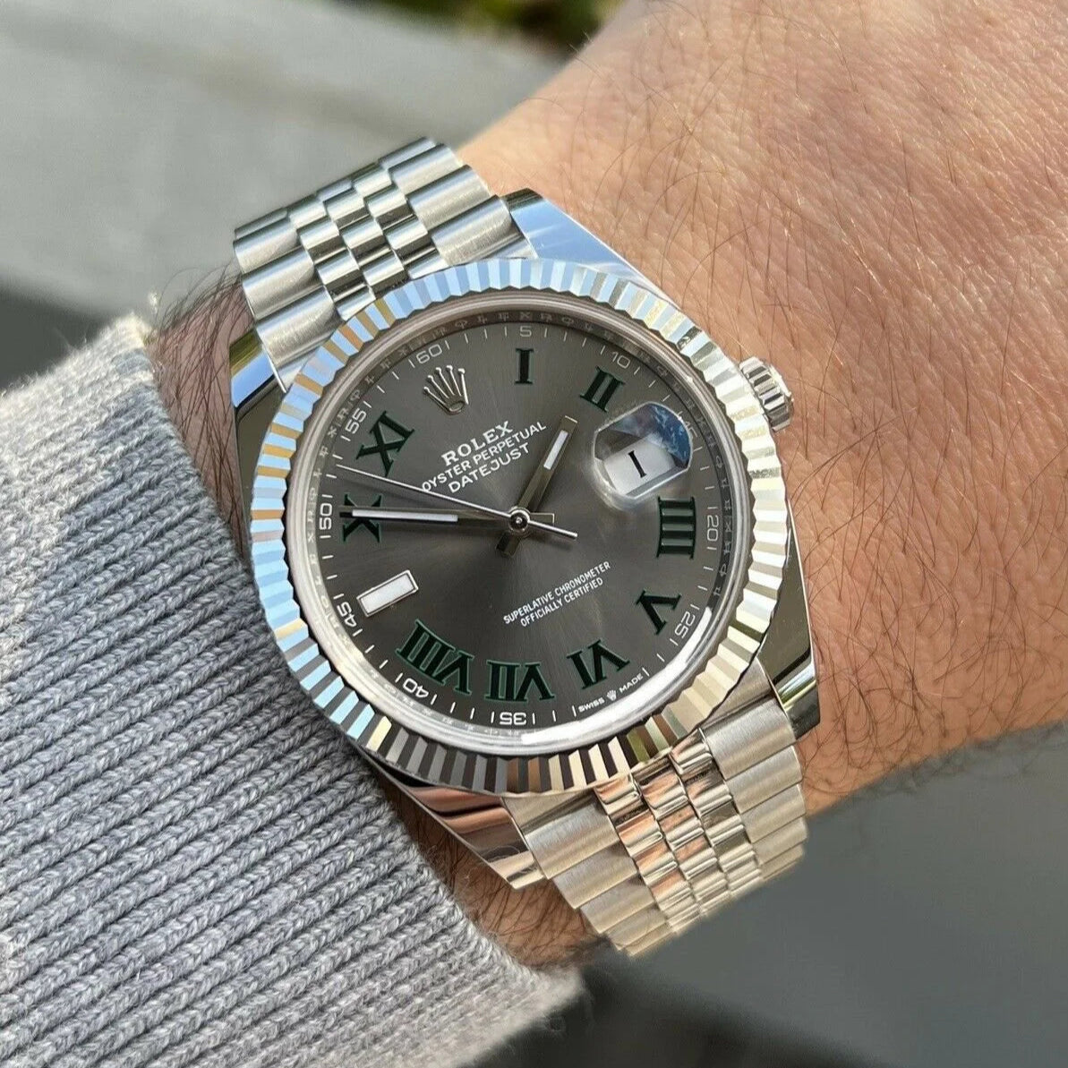 Datejust 41mm / 36mm Rhodium Dial 126334 “Wimbledon” Flutted / Jubilee