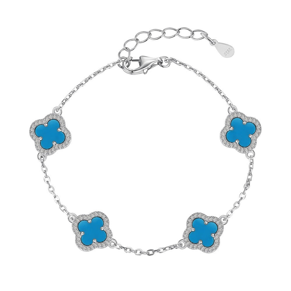 Turquoise Pave Clover Bracelet