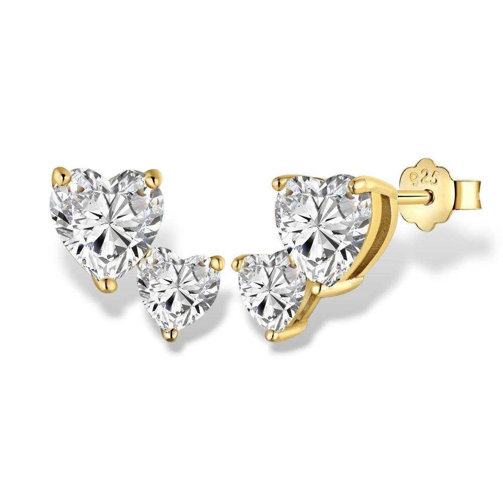 Graduated Heart Gold Studs - Aventus