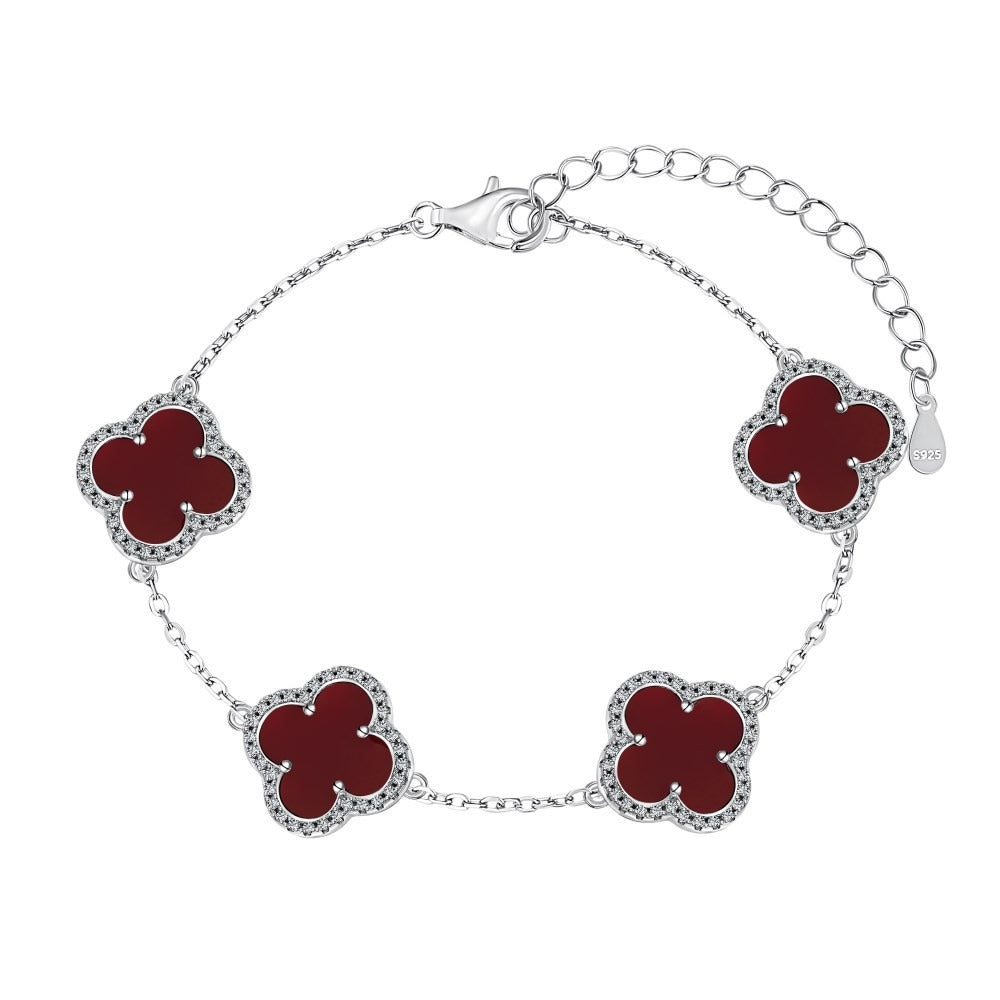 Ruby Pave Clover Bracelet