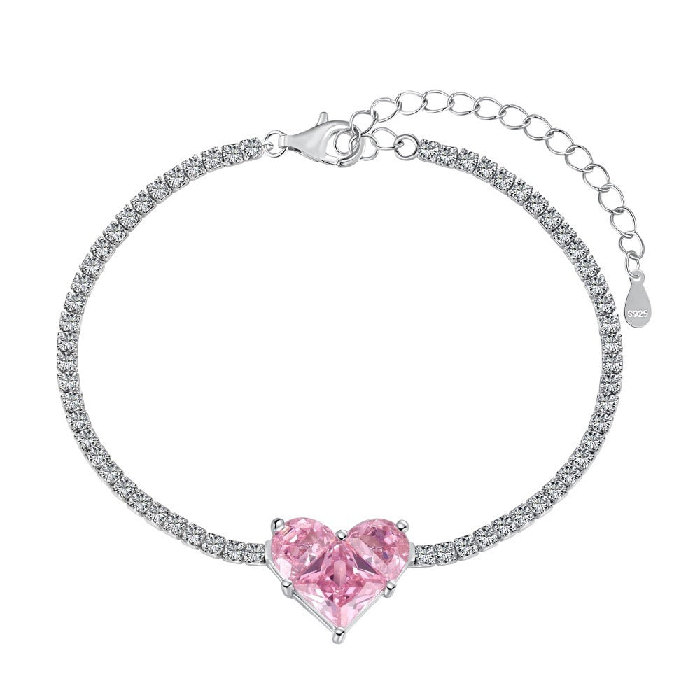 Pink Heart Tennis Bracelet