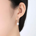 Half Round Natural Peal Dangling Earrings - Aventus