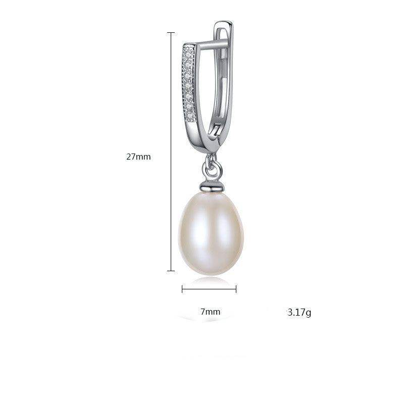 Half Round Natural Peal Dangling Earrings - Aventus