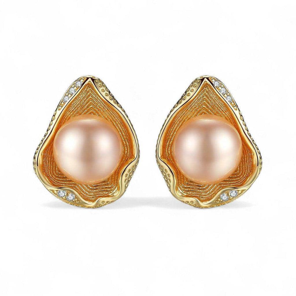 Natural Pearl Shell Stud Earrings - Aventus