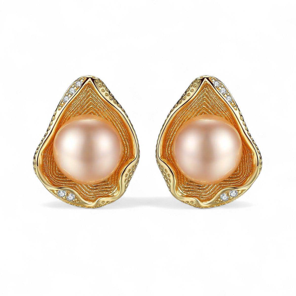 Natural Pearl Shell Stud Earrings - Aventus