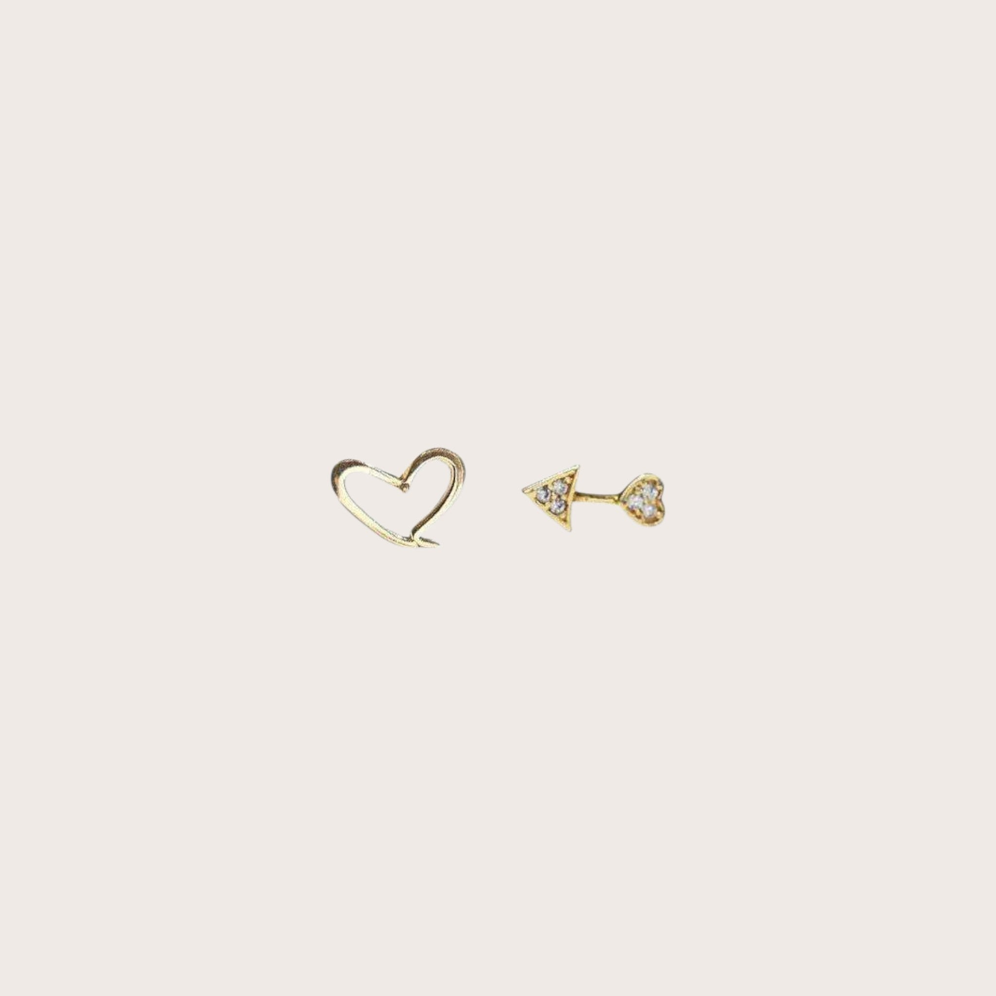 Arrow Heart Piercing Stud Earrings