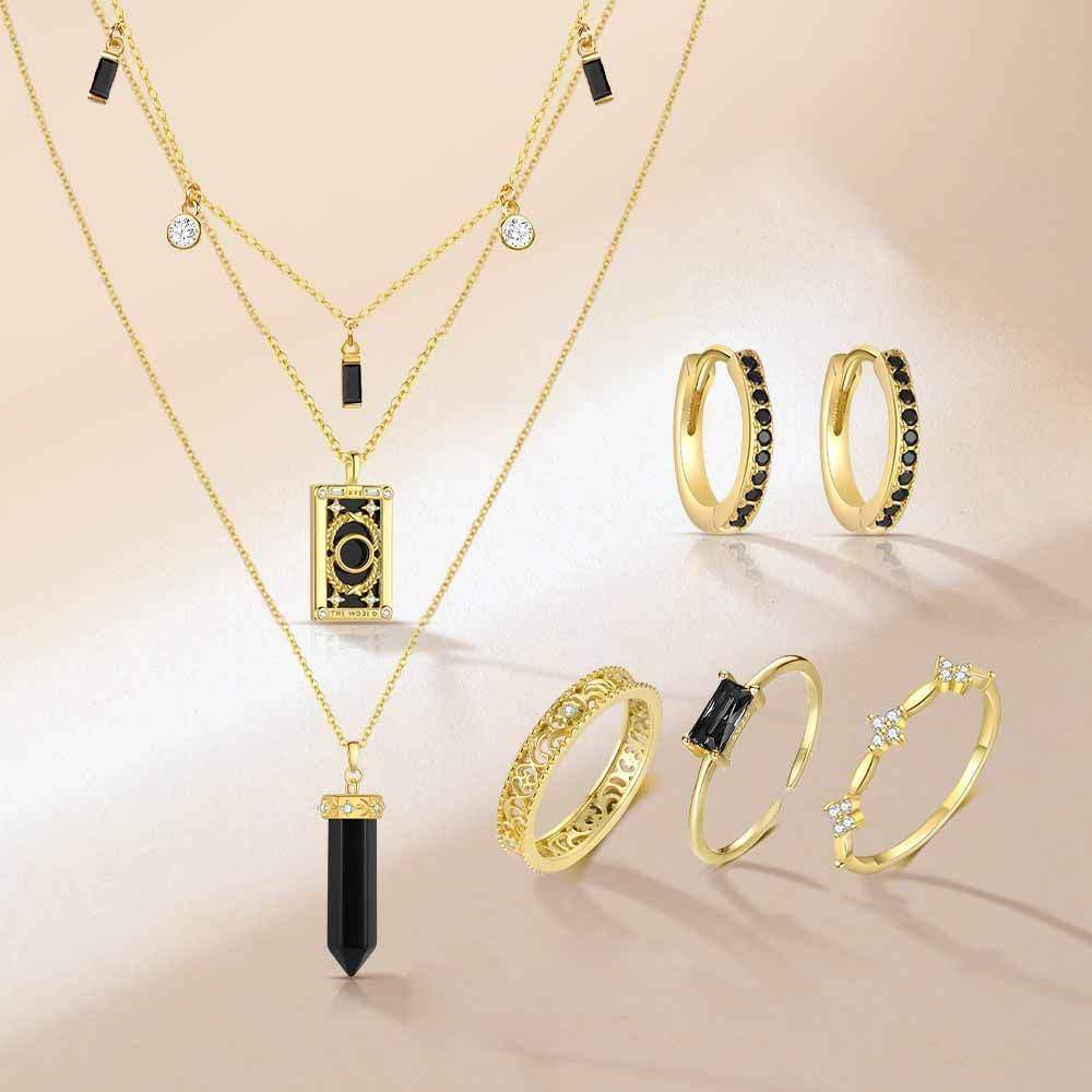 Black Onyx Layered Jewelry Set - Aventus