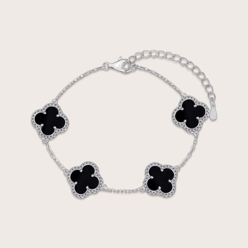Black Onyx Pave Clover Bracelet - Aventus