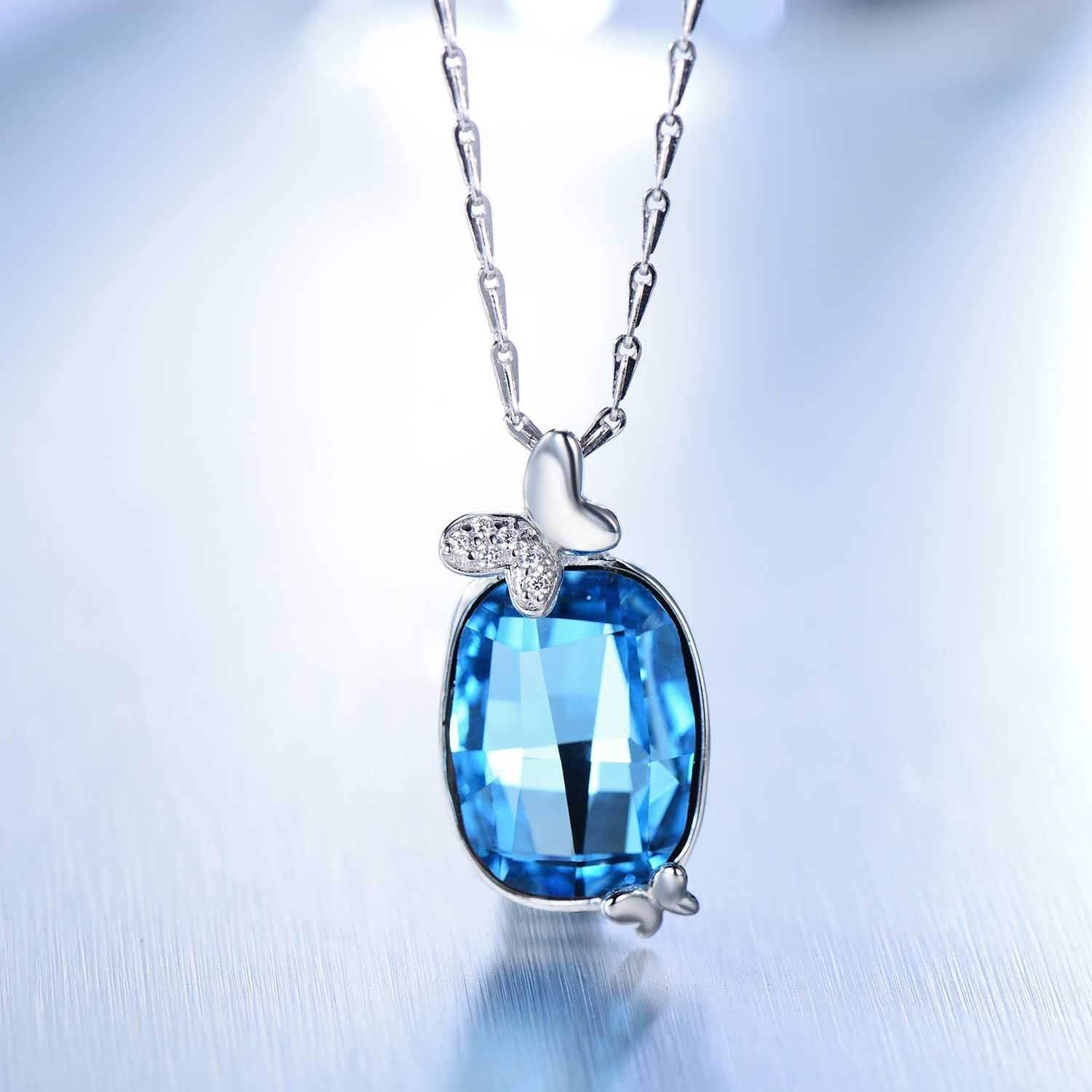 Blue Oval Butterfly Necklace - Aventus
