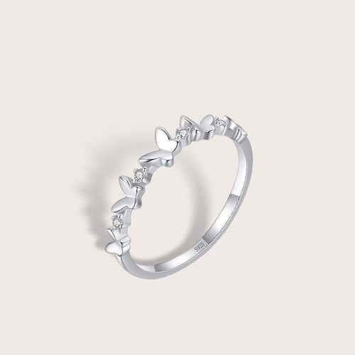 Butterfly Ring in 925 sterling silver with rhodium finish and cubic zirconia stones - Aventus