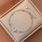 Butterfly Sparkle Layered Bracelet - Aventus