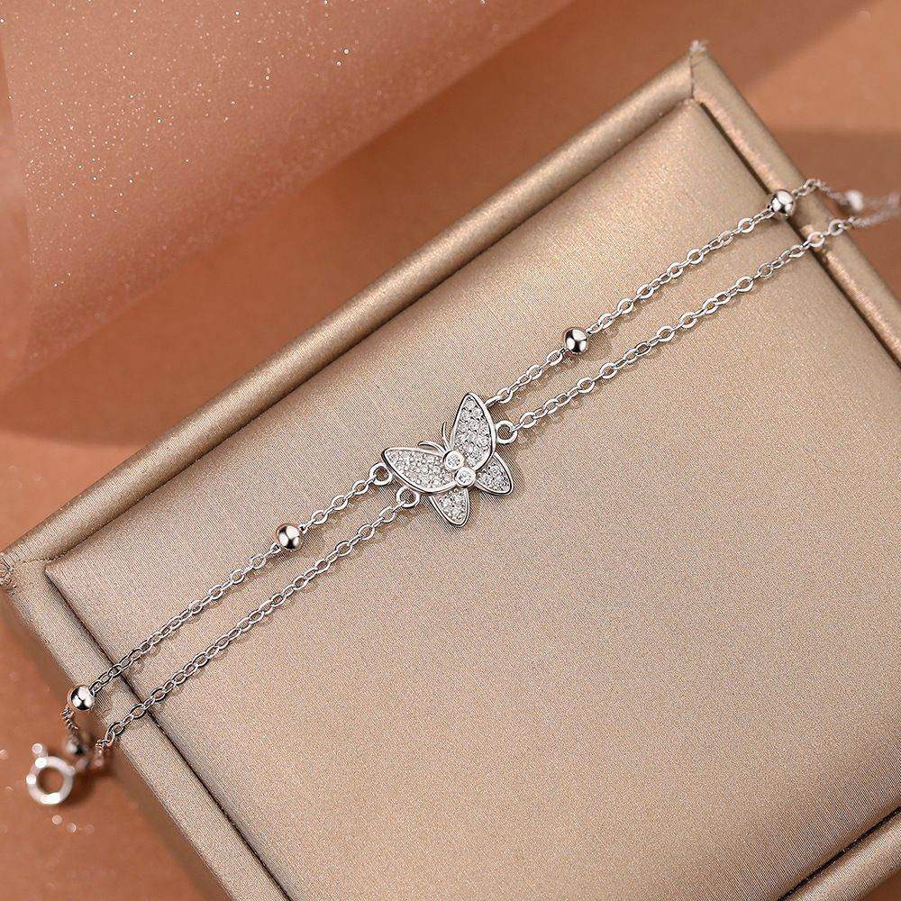 Butterfly Sparkle Layered Bracelet - Aventus