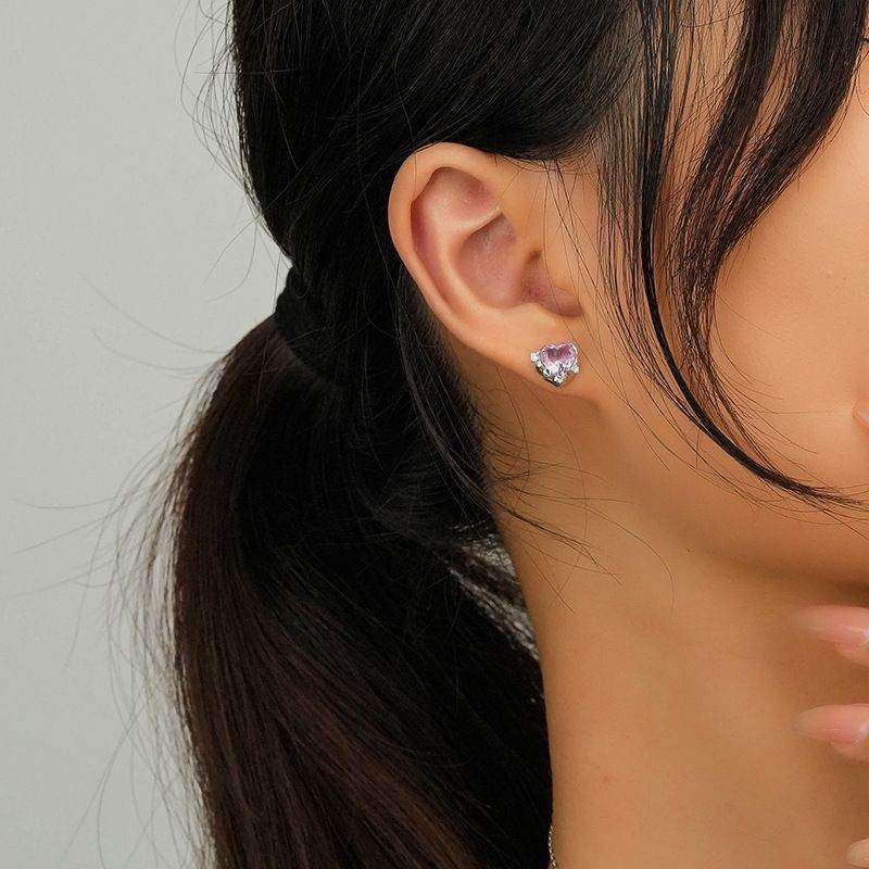 Faded Purple Blue Heart Stud Earrings - Aventus