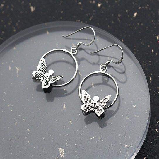 Dangling Butterfly Hoop Earrings - Aventus