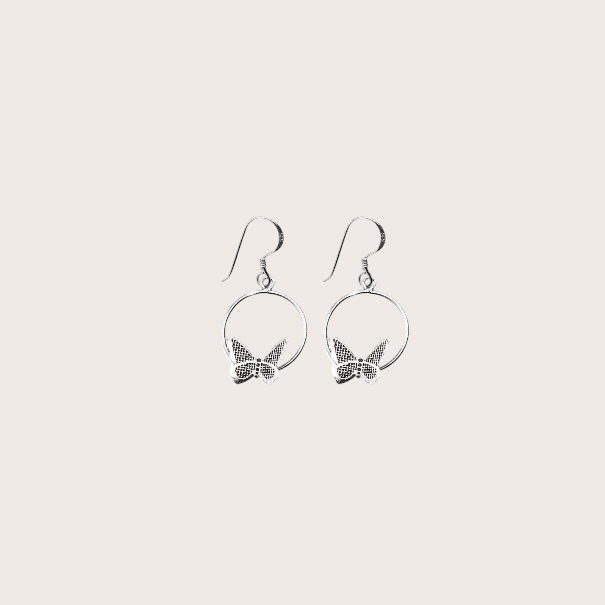Dangling Butterfly Hoop Earrings