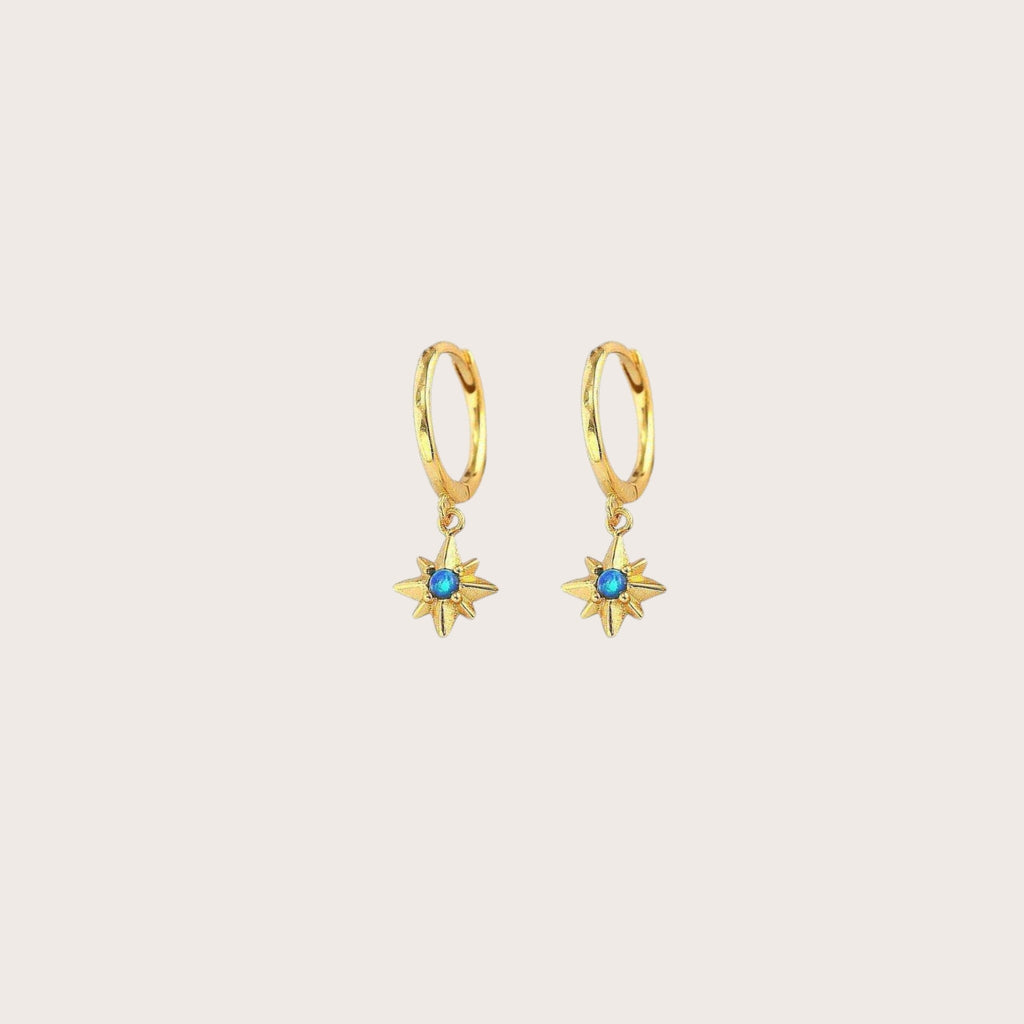 Dangling Star Opal Hoop Earrings