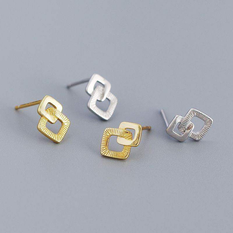 Double Hollow Squared Stud Earrings - Aventus