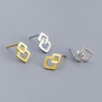 Double Hollow Squared Stud Earrings - Aventus