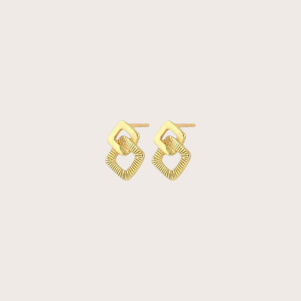 Double Hollow Squared Stud Earrings