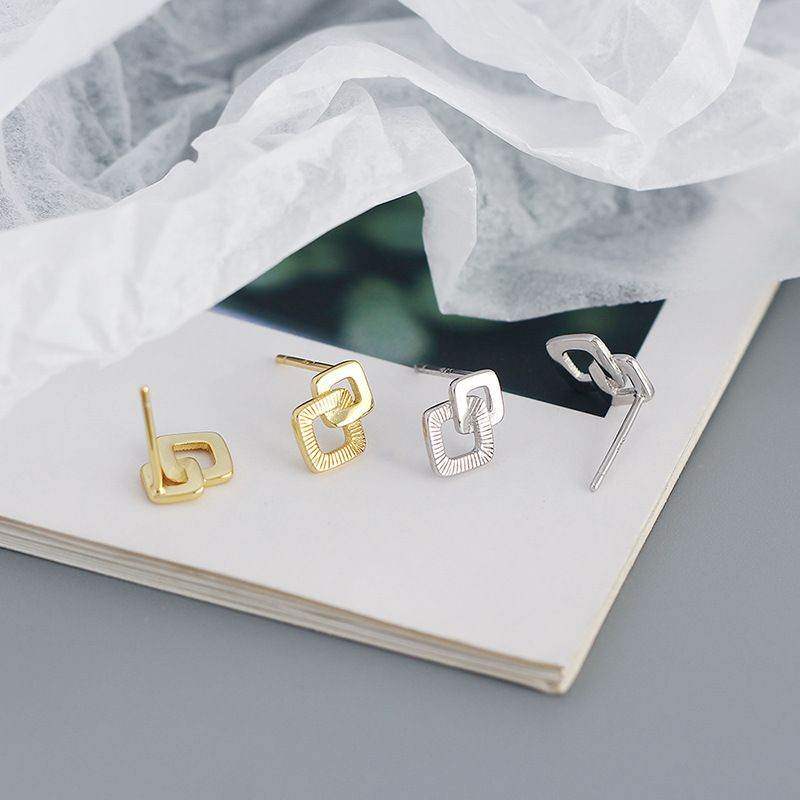 Double Hollow Squared Stud Earrings - Aventus